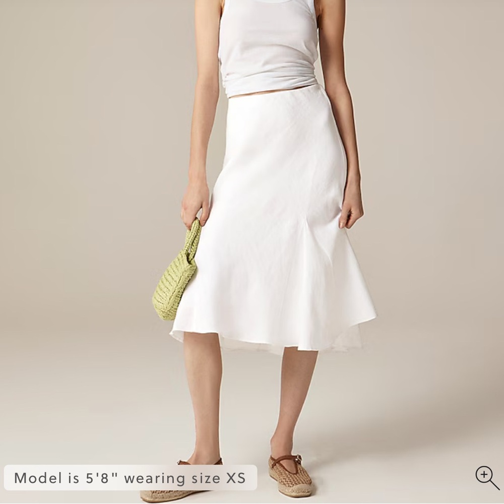 J. Crew White Asymmetrical Midi Skirt